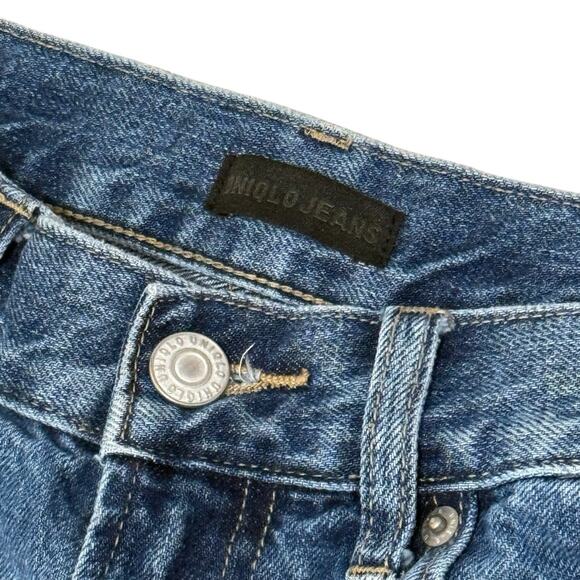 UNIQLO Womens High Rise Wide Leg Distressed Jeans Size 24 Medium Wash - Picture 2 of 7